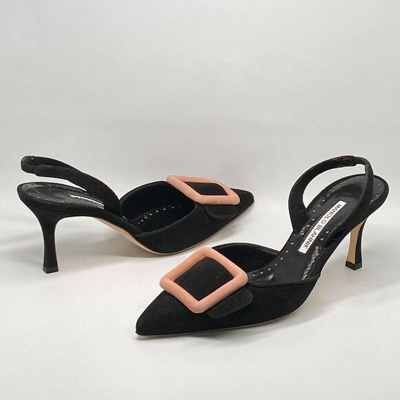 Manolo Blahnik Maysli Suede Buckle Slingback Pumps size 36 - Picture 6 of 13